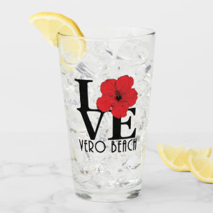 LOVE Vero Beach Red Hibiscus Glas