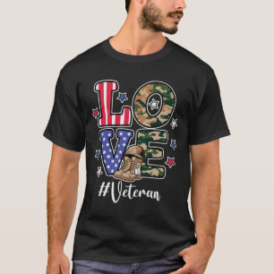 LOVE Veteranen Patriottische Vlag Camouflage Milit T-shirt