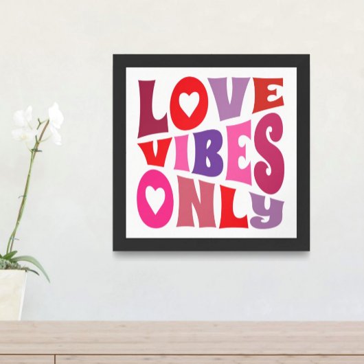 Love Vibes Only Vette Typografie Rood Roze Paarse Poster