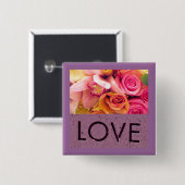 Love_ Vierkante Button 5,1 Cm (Voorkant /achterkant)