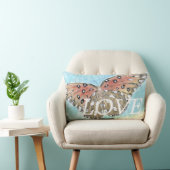 lOVE vlinder blauwe lucht inspiratie kussen (Stoel)