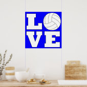 LOVE Volleyball Custom Color Square Poster (Cuisine)
