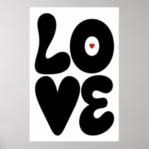 Love Wall Grafische Zwart-Wit Print (Matte