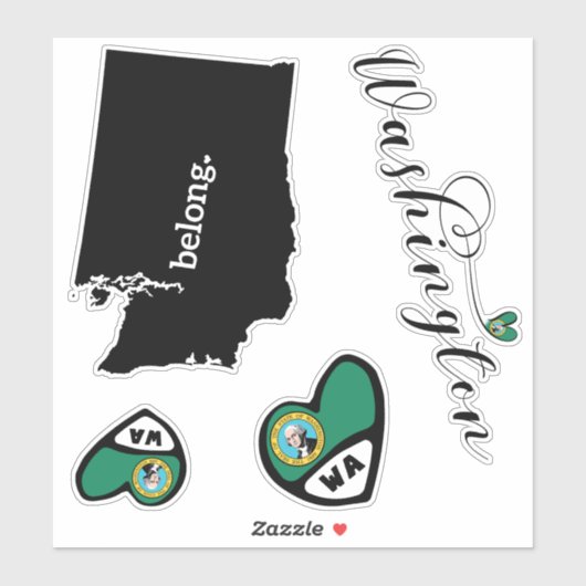 Love Washington, 3 Design, Die Cut Stickers (Vel)