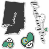 Love Washington, 3 Designs, Die Cut Stickers (Devant)