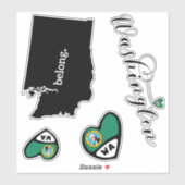 Love Washington, 3 Designs, Die Cut Stickers (Feuille)