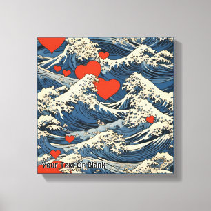 Love Waves Off Kanagawa Canvas Afdruk