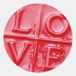 LOVE wax, Valentijn, rood, glanzend, Ronde Sticker