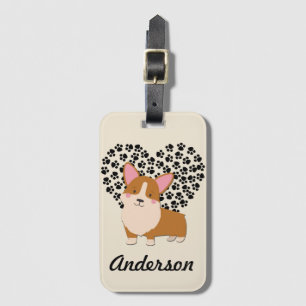 Love Welsh Corgi Puppy Dog schildert afdrukken op Bagagelabel