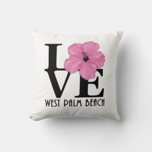 LOVE West Palm Beach Florida Pink Hibiscus Kussen