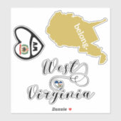 Love West Virginia, Feuille de Stickers Die Cut (Feuille)
