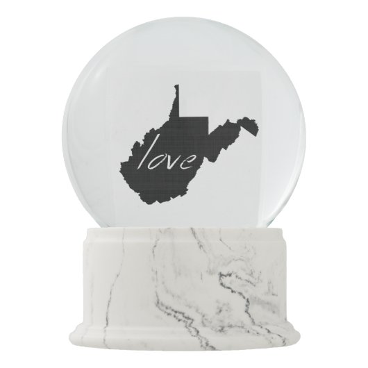 Love West Virginia Map Shaped Black Chalkboard Sneeuwbol (Voorkant)
