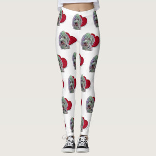 Love White Goldendole PopArt with Heart Leggings