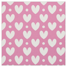 Love White Heart Polka Dots Pattern Pink Wenjr Stof