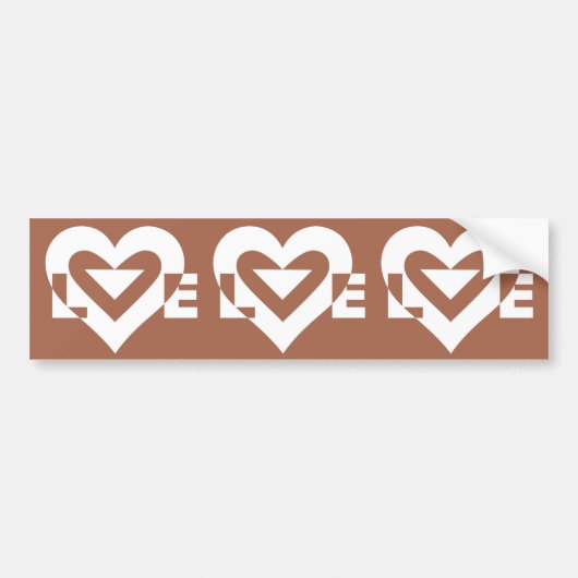 Love White on Brown Bumpersticker (Voorkant)