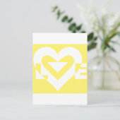 Love White on Yellow Briefkaart (Staand voorkant)