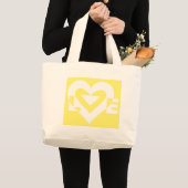Love White on Yellow Grote Tote Bag (Voorkant (product))