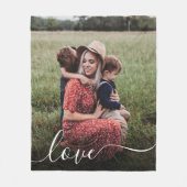 Love White Script Photo Overlay Fleece Deken (Voorkant)