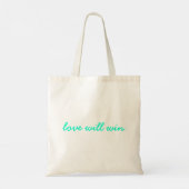 Love Will Win | Modern Trendy Cute Turquoise Neon Tote Bag (Achterkant)