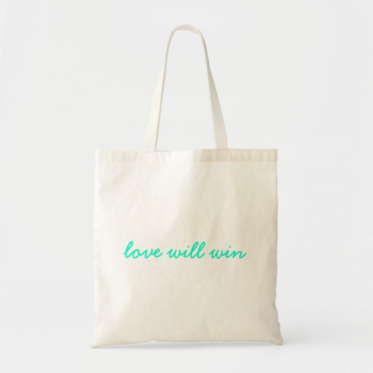 Love Will Win | Modern Trendy Cute Turquoise Neon Tote Bag (Voorkant)