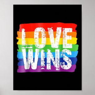  Love Win Rainbow Peace Sign Pride Lesbian Poster