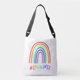 Love Wins Fun Rainbow Text bag Crossbody Tas