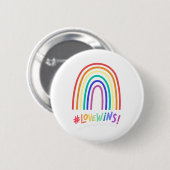 Love Wins Fun Rainbow Text Ronde Button 5,7 Cm (Voorkant /achterkant)