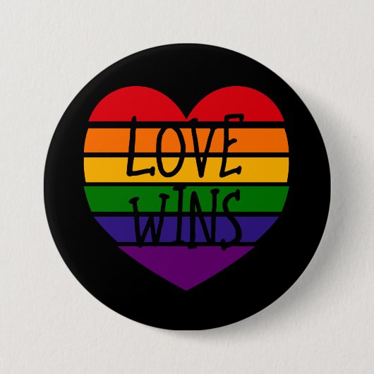 Love Wins Rainbow Heart Ronde Button 7,6 Cm (Voorkant)