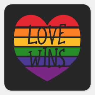 Love Wins Rainbow Heart Vierkante Sticker