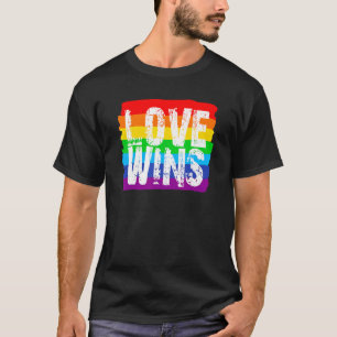 Love Wins Rainbow Peace Sign Pride Lesbian T-shirt
