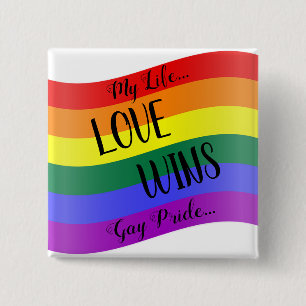 Love Wins Rainbow Vierkante Button 5,1 Cm