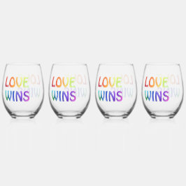Love Wins Rainbow Wijnglas Zonder Voet