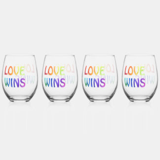 Love Wins Rainbow Wijnglas Zonder Voet