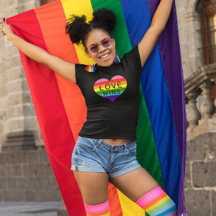 Love Wins Regenboog Hart Vrouwen Zwart T-shirt