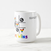 Love Wins Tic Tac Toe LGBT Custom Date & Names Mug (Devant droit)