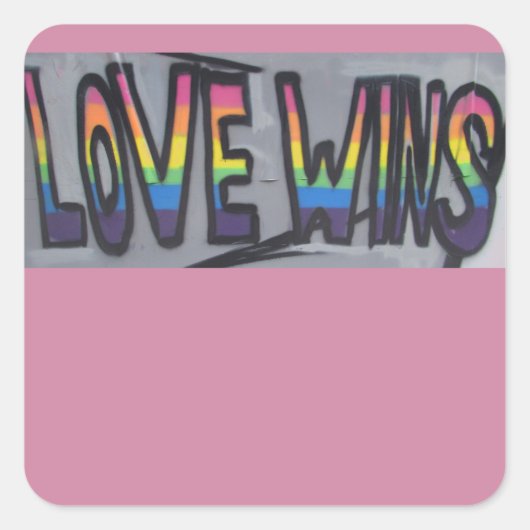 Love Wins Vierkante Sticker (Voorkant)