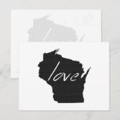 Love Wisconsin Carte Formé Antique Black Chalkboar (Devant / Derrière)