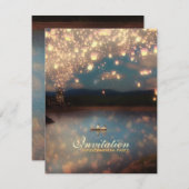 Love Wish Lantern - Housewarming Party Invitation Kaart (Voorkant / Achterkant)