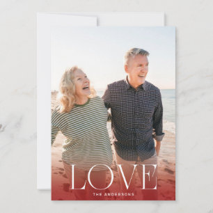 LOVE Wit & Rood Overlay Foto Modern Feestdagenkaart