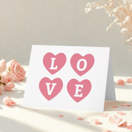 Love With Pink Hearts Carte Saint-Valentin