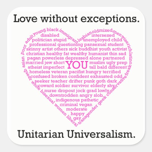Love Without Exceptions Heart Sheet of 6 Stickers (Devant)