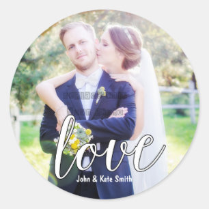 LOVE Witte Typografie Huwelijks Favorieten Sticker