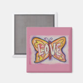 Love Word Art rose Papillon personnalisé Aimant fr (Recto/Verso)