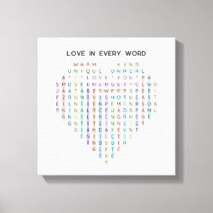 Love Word Quest - Hartpuzzel - Ik hou van je Canvas Afdruk