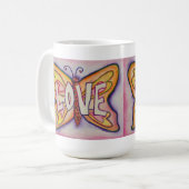 Love Word Roze Butterfly Art Coffee Cup of Mok (Voorkant links)
