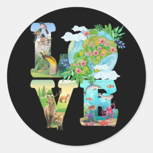 Love World Earth Day 2022 Planet Environmental Ronde Sticker