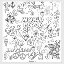 Love World Peace Prosperity Happy Coloring Sticker