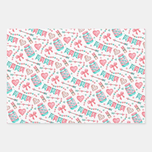 Love Wrapping Papier 3 vellen (Voorkant)