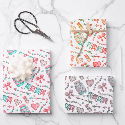 Love Wrapping Papier 3 vellen (Voorkant)