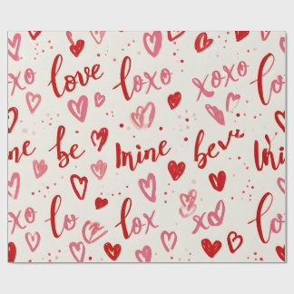 Love XOXO Heart Valentine Clam Wrapping Cadeaupapier